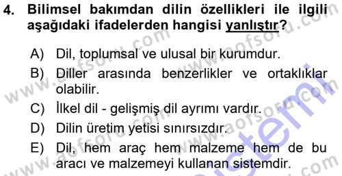 Türk Dili 1 Dersi 2015 - 2016 Yılı (Vize) Ara Sınav Soruları 4. Soru
