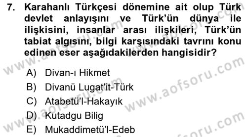 Türk Dili 1 Dersi 2015 - 2016 Yılı (Vize) Ara Sınav Soruları 7. Soru