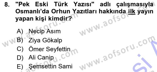 Türk Dili 1 Dersi 2015 - 2016 Yılı (Vize) Ara Sınav Soruları 8. Soru