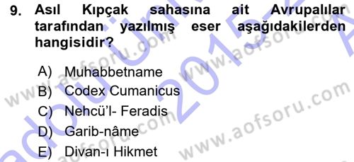 Türk Dili 1 Dersi 2015 - 2016 Yılı (Vize) Ara Sınav Soruları 9. Soru