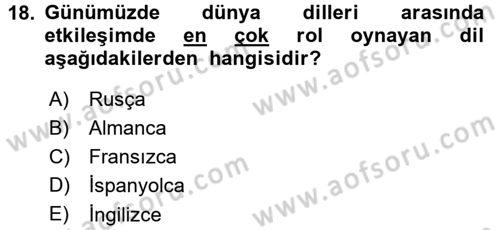 Türk Dili 1 Dersi 2015 - 2016 Yılı (Final) Dönem Sonu Sınav Soruları 18. Soru