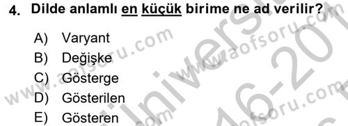Türk Dili 1 Dersi 2016 - 2017 Yılı 3 Ders Sınav Soruları 4. Soru