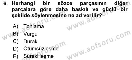 Türk Dili 1 Dersi 2016 - 2017 Yılı 3 Ders Sınav Soruları 6. Soru
