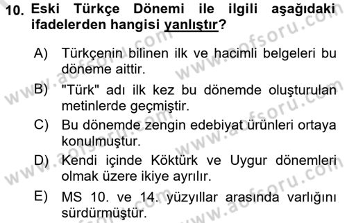 Türk Dili 1 Dersi 2016 - 2017 Yılı (Vize) Ara Sınav Soruları 10. Soru
