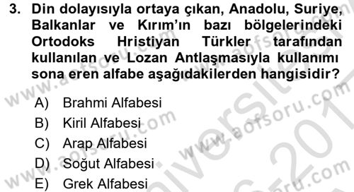 Türk Dili 1 Dersi 2016 - 2017 Yılı (Vize) Ara Sınav Soruları 3. Soru