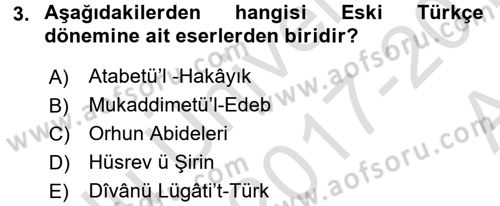 Türk Dili 1 Dersi 2017 - 2018 Yılı (Vize) Ara Sınav Soruları 3. Soru