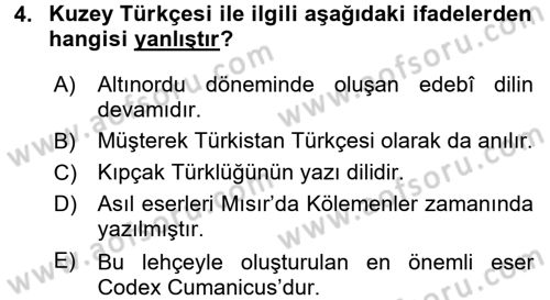 Türk Dili 1 Dersi 2017 - 2018 Yılı (Vize) Ara Sınav Soruları 4. Soru