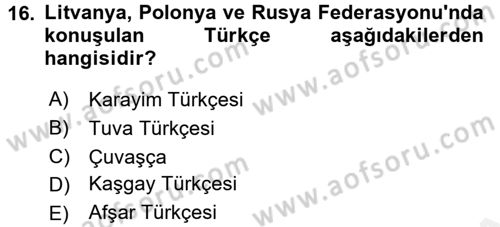 Türk Dili 1 Dersi 2017 - 2018 Yılı (Final) Dönem Sonu Sınav Soruları 16. Soru