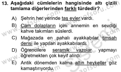 Türk Dili 1 Dersi 2018 - 2019 Yılı 3 Ders Sınav Soruları 13. Soru