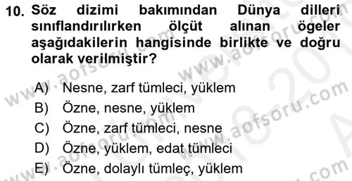 Türk Dili 1 Dersi 2018 - 2019 Yılı (Vize) Ara Sınav Soruları 10. Soru