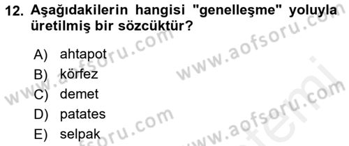 Türk Dili 1 Dersi 2018 - 2019 Yılı (Vize) Ara Sınav Soruları 12. Soru