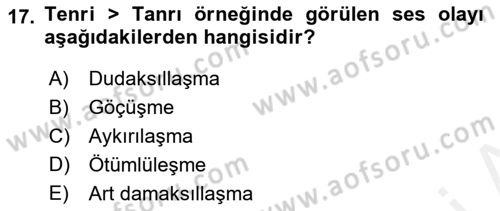 Türk Dili 1 Dersi 2018 - 2019 Yılı (Vize) Ara Sınav Soruları 17. Soru