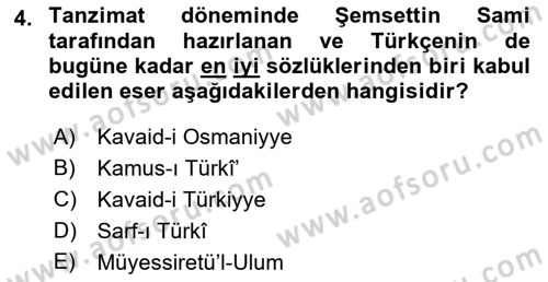 Türk Dili 1 Dersi 2018 - 2019 Yılı (Vize) Ara Sınav Soruları 4. Soru
