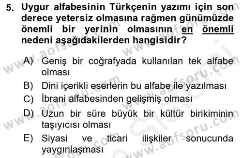 Türk Dili 1 Dersi 2018 - 2019 Yılı (Vize) Ara Sınav Soruları 5. Soru