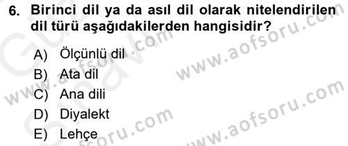 Türk Dili 1 Dersi 2018 - 2019 Yılı (Vize) Ara Sınav Soruları 6. Soru