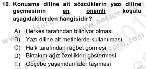 Türk Dili 1 Dersi 2018 - 2019 Yılı (Final) Dönem Sonu Sınav Soruları 10. Soru