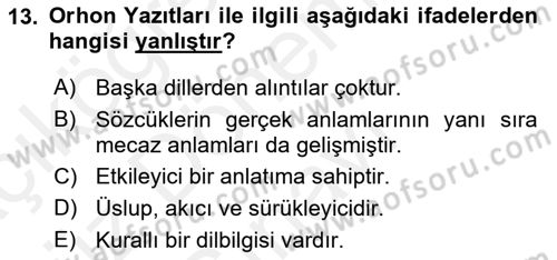 Türk Dili 1 Dersi 2018 - 2019 Yılı (Final) Dönem Sonu Sınav Soruları 13. Soru