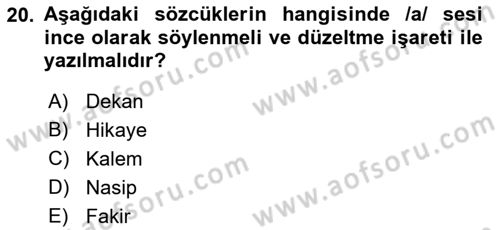 Türk Dili 1 Dersi 2018 - 2019 Yılı (Final) Dönem Sonu Sınav Soruları 20. Soru