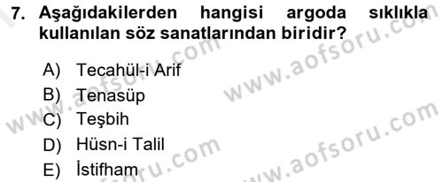 Türk Dili 1 Dersi 2018 - 2019 Yılı (Final) Dönem Sonu Sınav Soruları 7. Soru