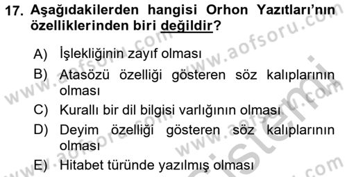 Türk Dili 1 Dersi 2018 - 2019 Yılı Yaz Okulu Sınav Soruları 17. Soru