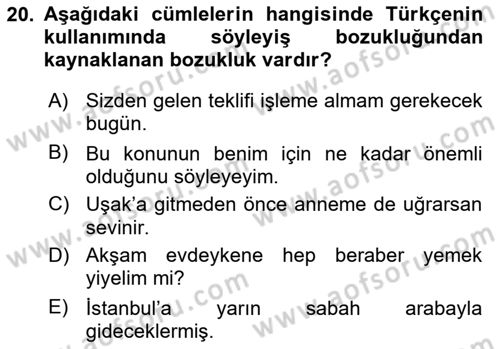 Türk Dili 1 Dersi 2018 - 2019 Yılı Yaz Okulu Sınav Soruları 20. Soru
