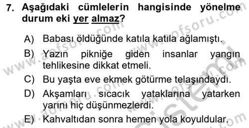 Türk Dili 1 Dersi 2018 - 2019 Yılı Yaz Okulu Sınav Soruları 7. Soru