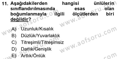 Türk Dili 1 Dersi 2019 - 2020 Yılı (Vize) Ara Sınav Soruları 11. Soru