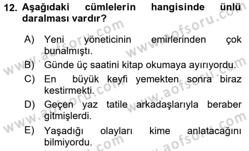 Türk Dili 1 Dersi 2019 - 2020 Yılı (Vize) Ara Sınav Soruları 12. Soru