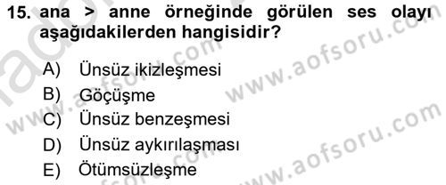 Türk Dili 1 Dersi 2019 - 2020 Yılı (Vize) Ara Sınav Soruları 15. Soru