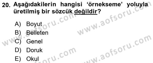 Türk Dili 1 Dersi 2019 - 2020 Yılı (Vize) Ara Sınav Soruları 20. Soru