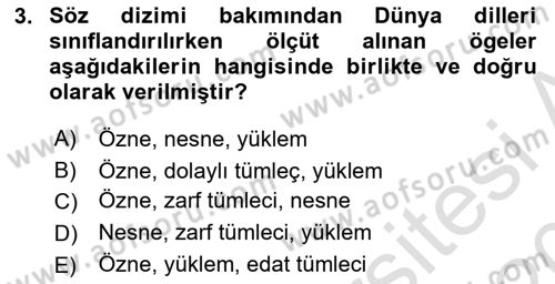 Türk Dili 1 Dersi 2019 - 2020 Yılı (Vize) Ara Sınav Soruları 3. Soru