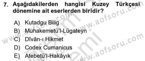 Türk Dili 1 Dersi 2019 - 2020 Yılı (Vize) Ara Sınav Soruları 7. Soru