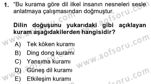 Türk Dili 1 Dersi 2021 - 2022 Yılı (Vize) Ara Sınav Soruları 1. Soru