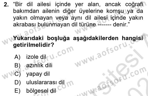 Türk Dili 1 Dersi 2021 - 2022 Yılı (Vize) Ara Sınav Soruları 2. Soru