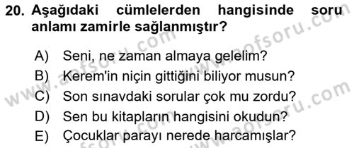 Türk Dili 1 Dersi 2021 - 2022 Yılı (Vize) Ara Sınav Soruları 20. Soru
