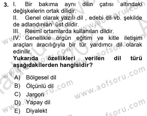 Türk Dili 1 Dersi 2021 - 2022 Yılı (Vize) Ara Sınav Soruları 3. Soru