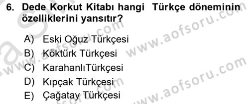 Türk Dili 1 Dersi 2021 - 2022 Yılı (Vize) Ara Sınav Soruları 6. Soru