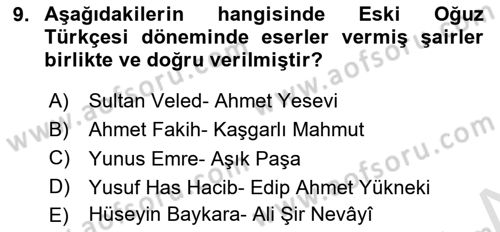 Türk Dili 1 Dersi 2021 - 2022 Yılı (Vize) Ara Sınav Soruları 9. Soru