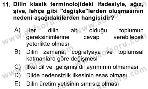 Türk Dili 1 Dersi 2022 - 2023 Yılı (Vize) Ara Sınav Soruları 11. Soru
