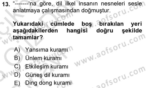Türk Dili 1 Dersi 2022 - 2023 Yılı (Vize) Ara Sınav Soruları 13. Soru