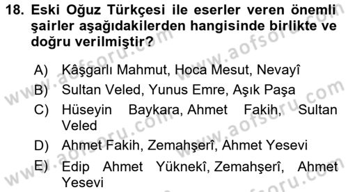 Türk Dili 1 Dersi 2022 - 2023 Yılı (Vize) Ara Sınav Soruları 18. Soru
