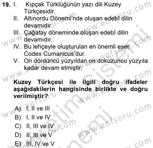 Türk Dili 1 Dersi 2022 - 2023 Yılı (Vize) Ara Sınav Soruları 19. Soru