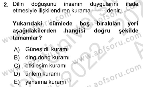 Türk Dili 1 Dersi 2022 - 2023 Yılı (Vize) Ara Sınav Soruları 2. Soru