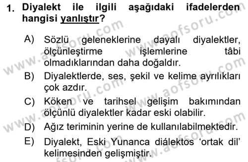 Türk Dili 1 Dersi 2023 - 2024 Yılı (Vize) Ara Sınav Soruları 1. Soru