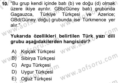 Türk Dili 1 Dersi 2023 - 2024 Yılı (Vize) Ara Sınav Soruları 10. Soru