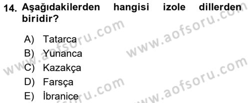 Türk Dili 1 Dersi 2023 - 2024 Yılı (Vize) Ara Sınav Soruları 14. Soru