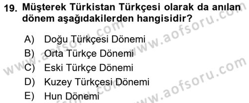 Türk Dili 1 Dersi 2023 - 2024 Yılı (Vize) Ara Sınav Soruları 19. Soru