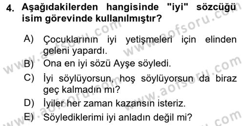 Türk Dili 1 Dersi 2024 - 2025 Yılı (Vize) Ara Sınav Soruları 4. Soru