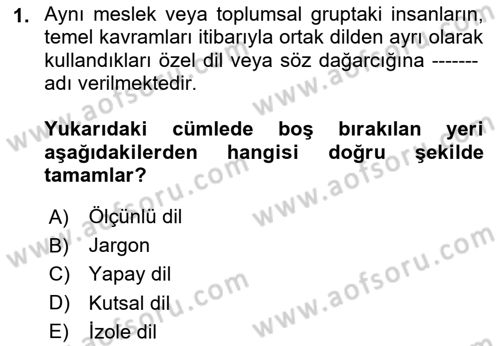 Türk Dili 1 Dersi 2024 - 2025 Yılı Yaz Okulu Sınav Soruları 1. Soru