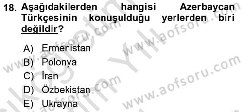 Türk Dili 1 Dersi 2024 - 2025 Yılı Yaz Okulu Sınav Soruları 18. Soru